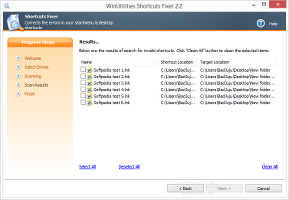 Showing the Shortcuts Fixer module in WinUtilities Professional Edition